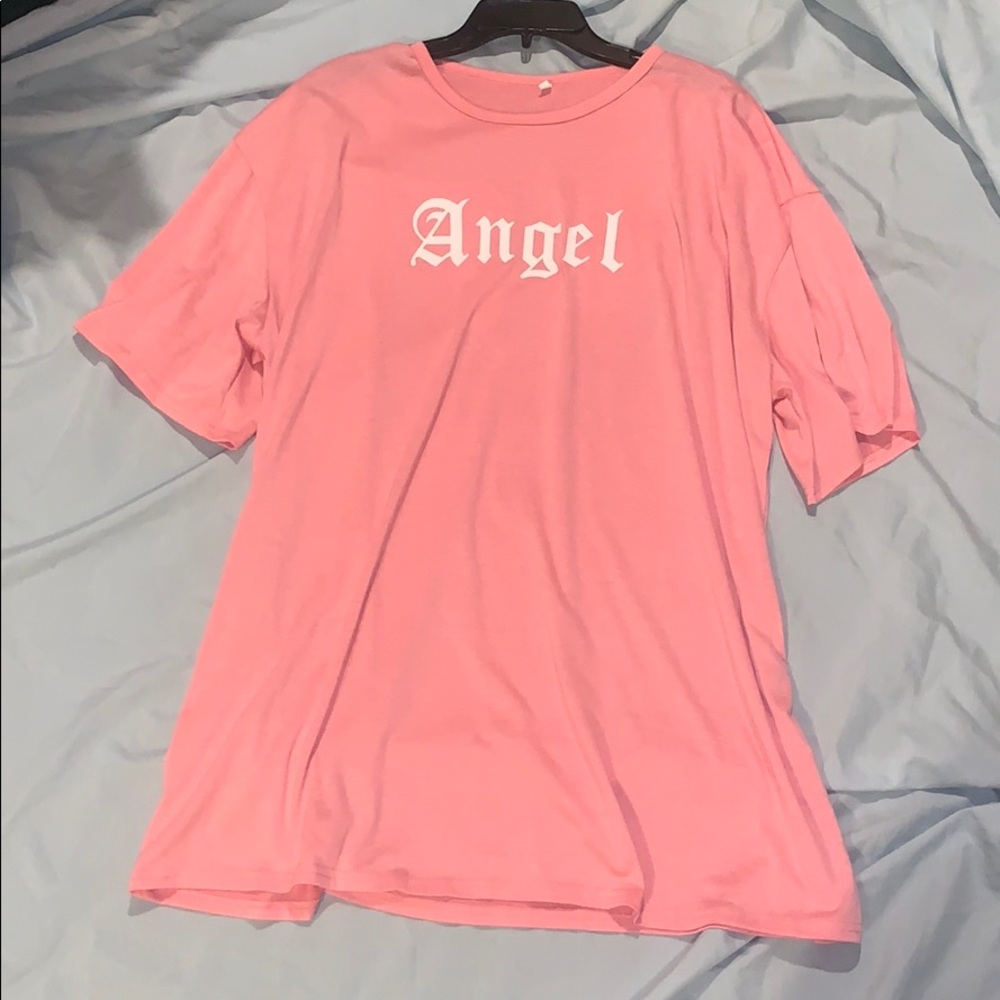 Shein Pink Oversized "Angel" T shirt dress